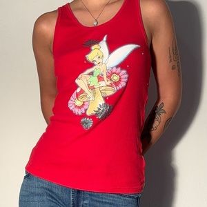 y2k Tinkerbell Disney Women’s Red Tank Top Large